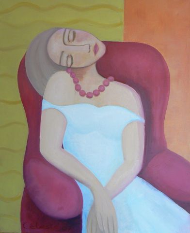 La femme dans un fauteuil avec un collier